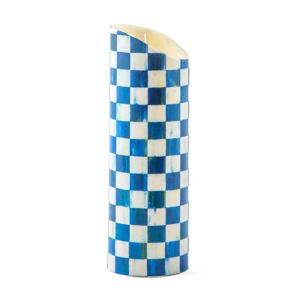 Brand New Mackenzie-Childs Royal Check Flicker 9" Pillar Candle